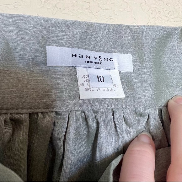 Han Feng New York Vintage 90s Light Green Flowy Maxi Skirt - Picture 5 of 7